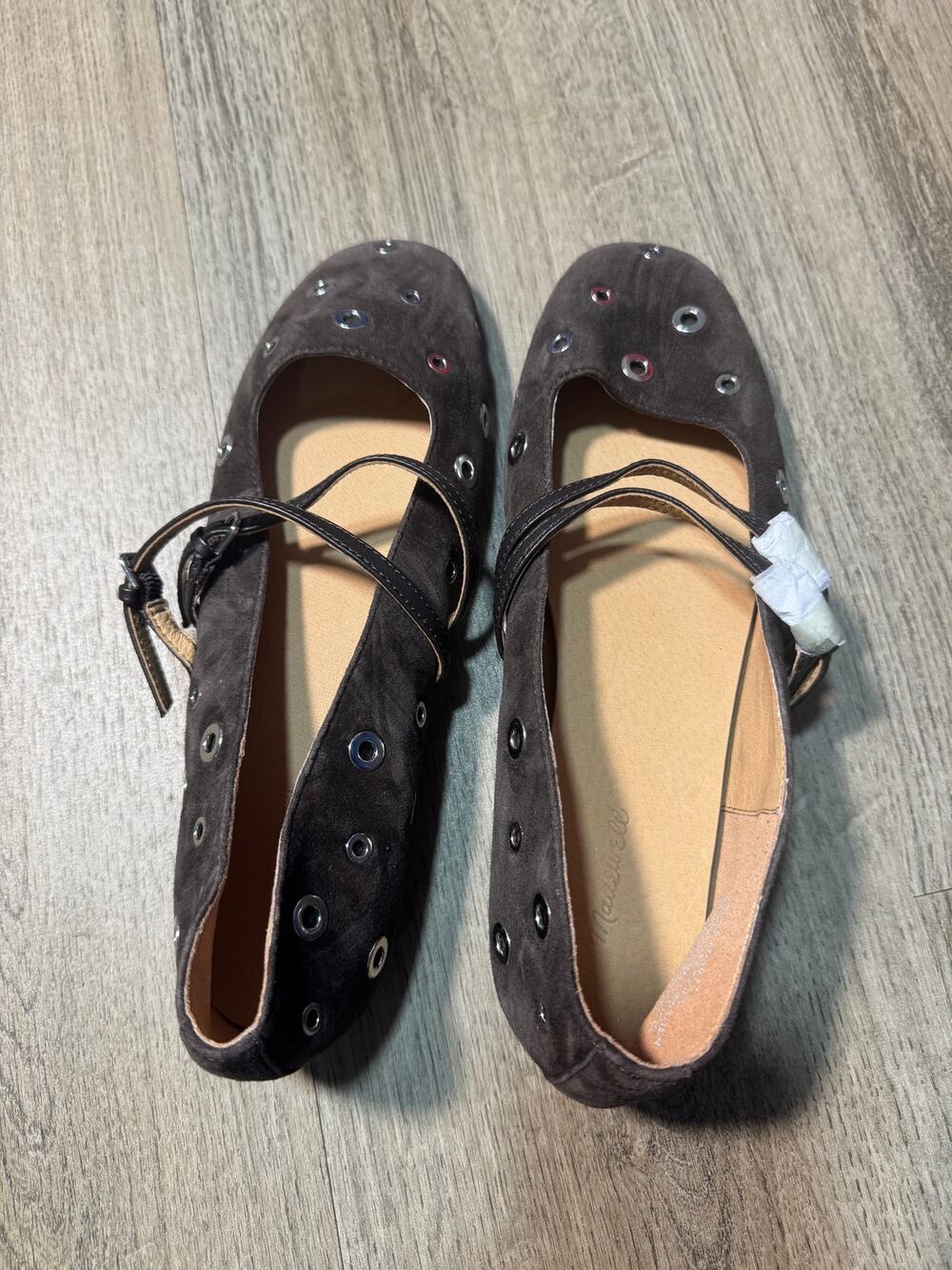 Madewell The Greta Double-Strap Ballet Flat in Eyelet-Embellished Leather